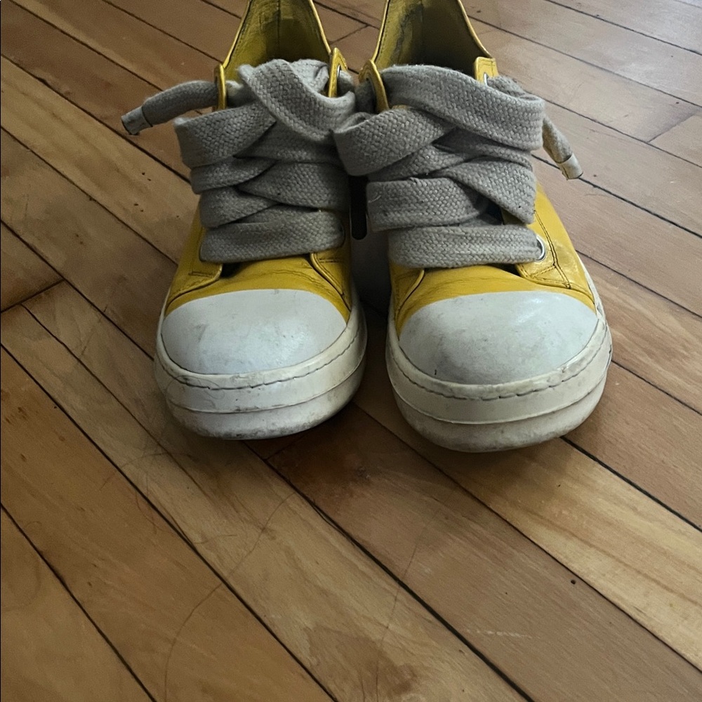 Rick Owens Yellow and White Kids Sneakers